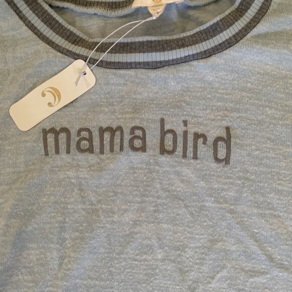 NWT CHARMING CHARLIE WOMEN'S BLUE & GRAY STRIPE "MAMA BIRD" SWEATER SIZE XL - Picture 2 of 7